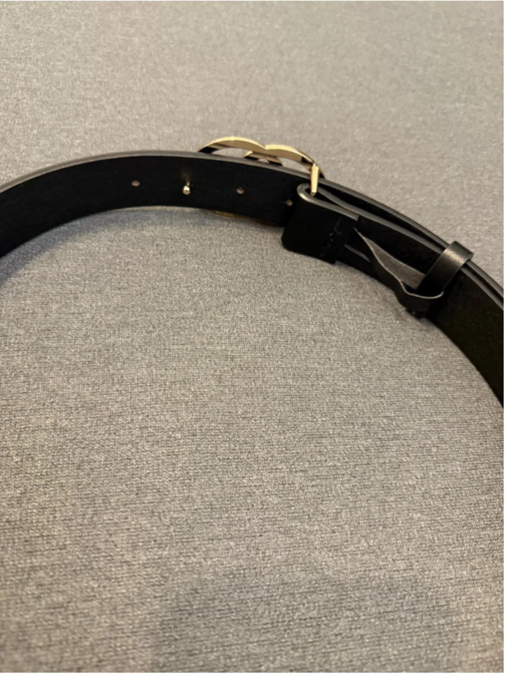 2 faux leather belts distinctive gold-toned double O-ring buckle black brown